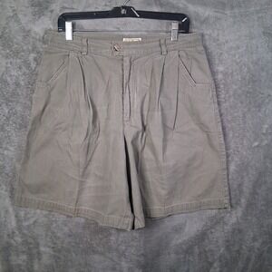 VTG Made In USA Women's LL Bean Khaki Shorts Size 16 Canvas High-Rise Inseam 8"